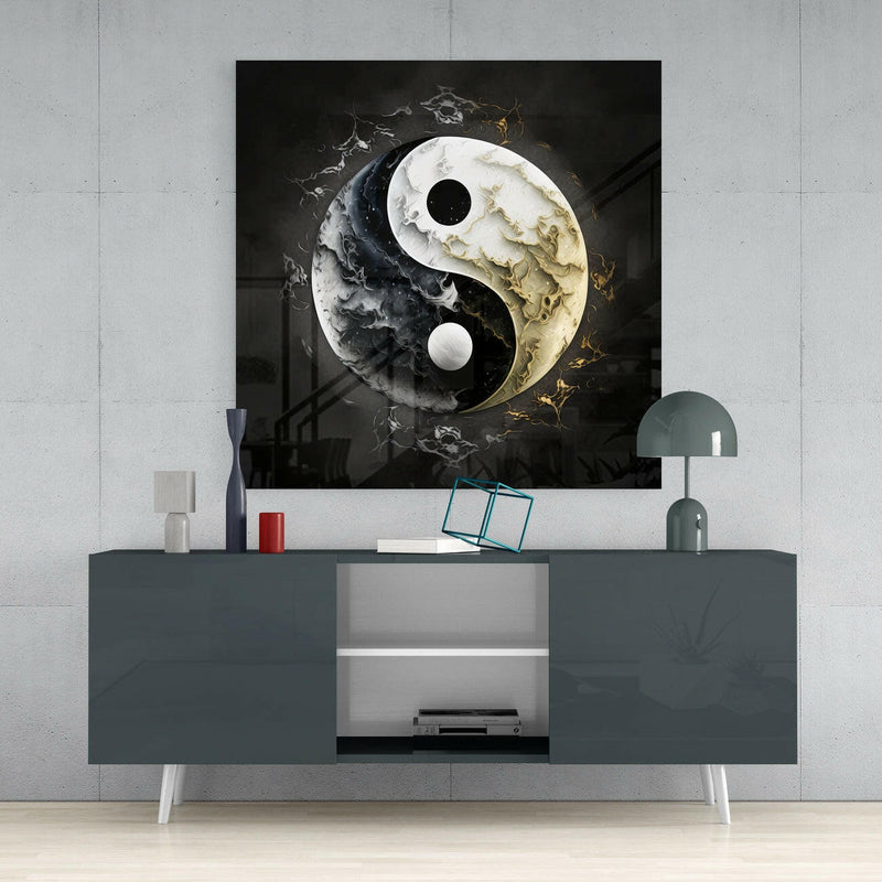Ying and Yang Glass Wall Art  || Designer Collection