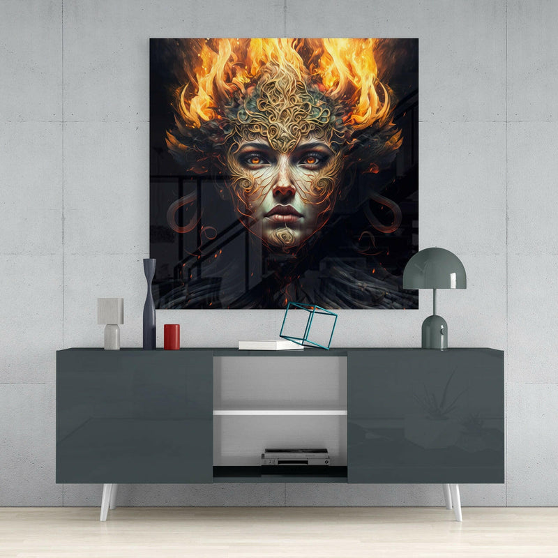 The Wrath of the Woman Glass Wall Art  || Designer Collection