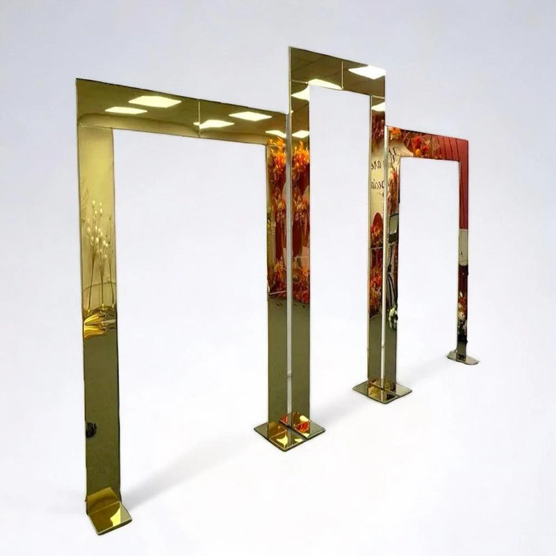 Shiny Gold Mirror Wedding Arch Backdrop Decoration Stands