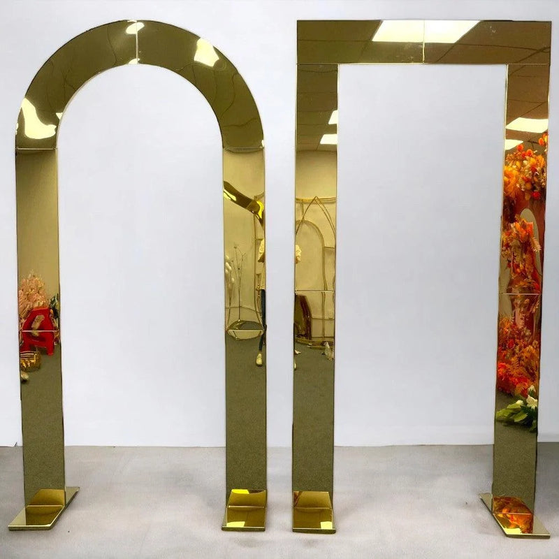 Shiny Gold Mirror Wedding Arch Backdrop Decoration Stands