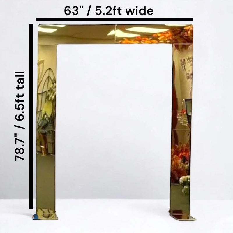 Shiny Gold Mirror Wedding Arch Backdrop Decoration Stands
