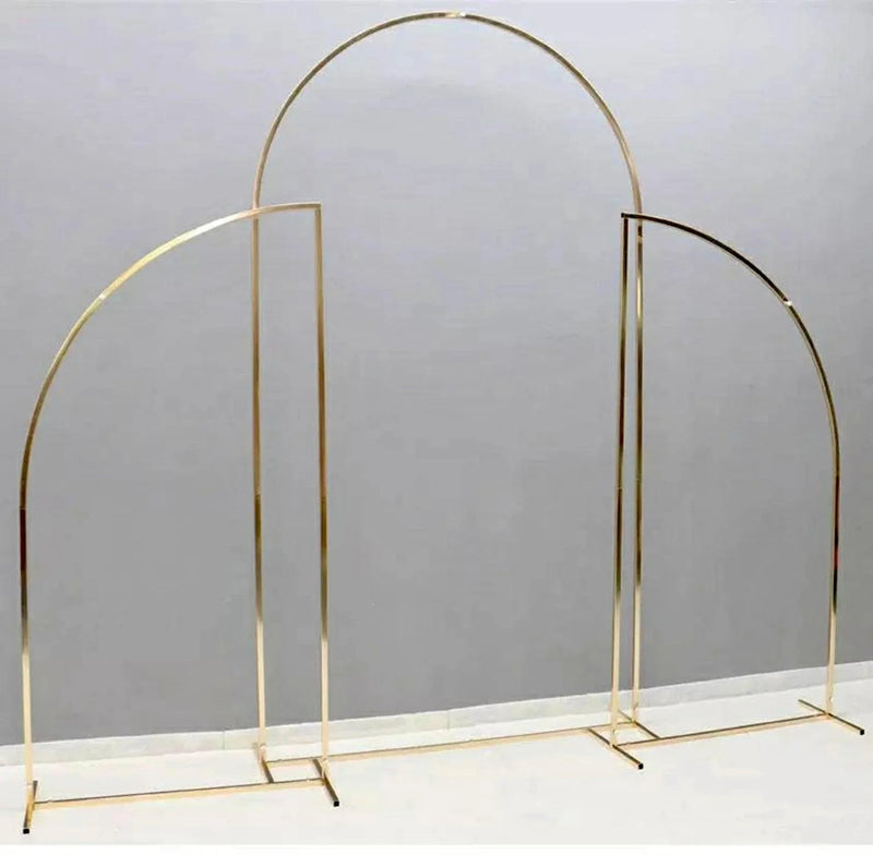 Shiny Gold Wedding Arch Backdrops 3-Piece