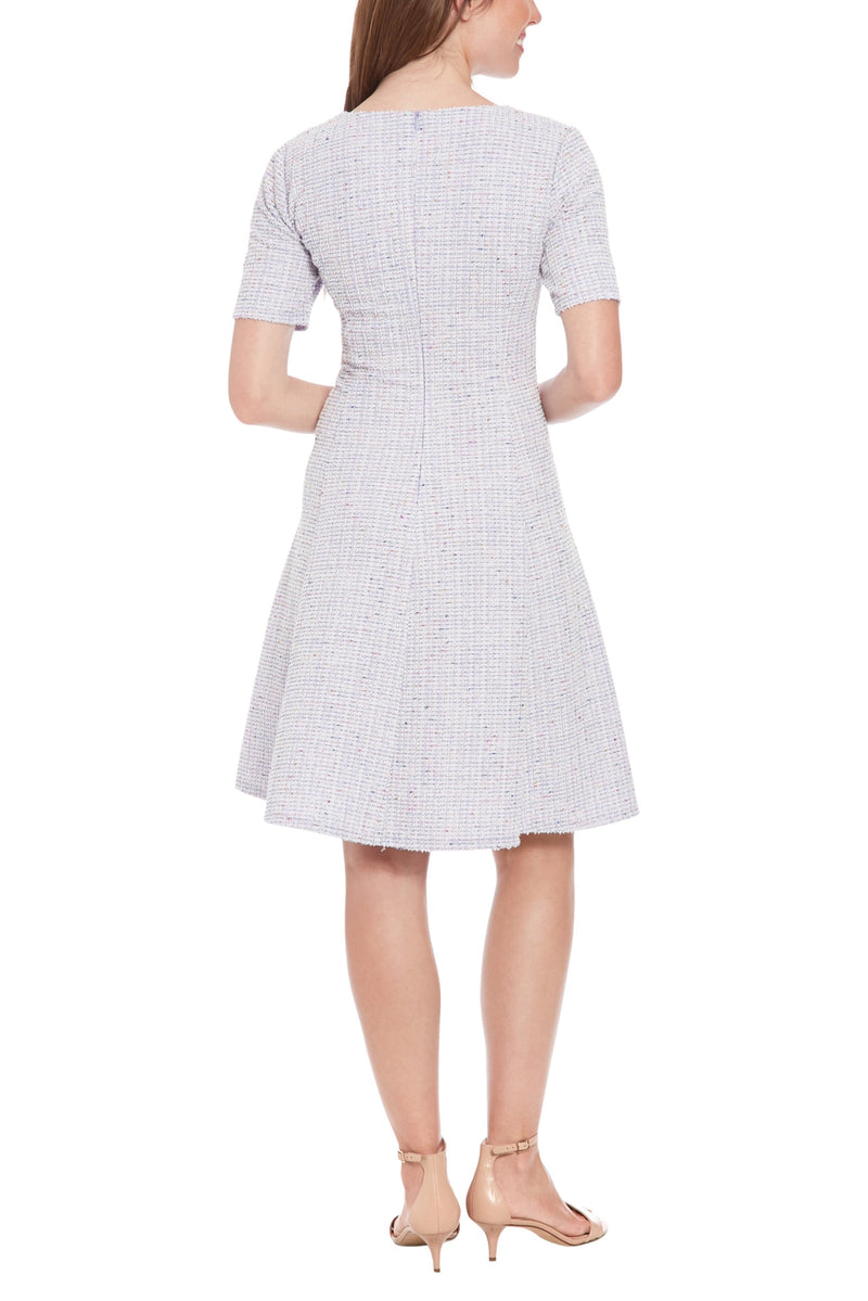 London Times Flap Side Pocket Knee-Length Fit and Flare A-Line Dress