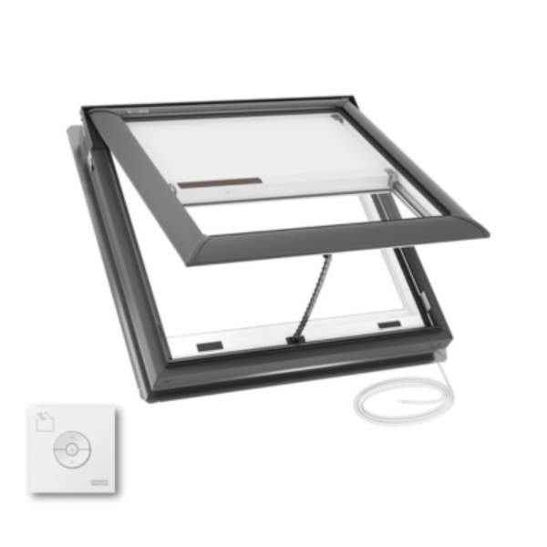 VELUX Electric Venting Deck Mount Skylight - White Solar Powered Shade