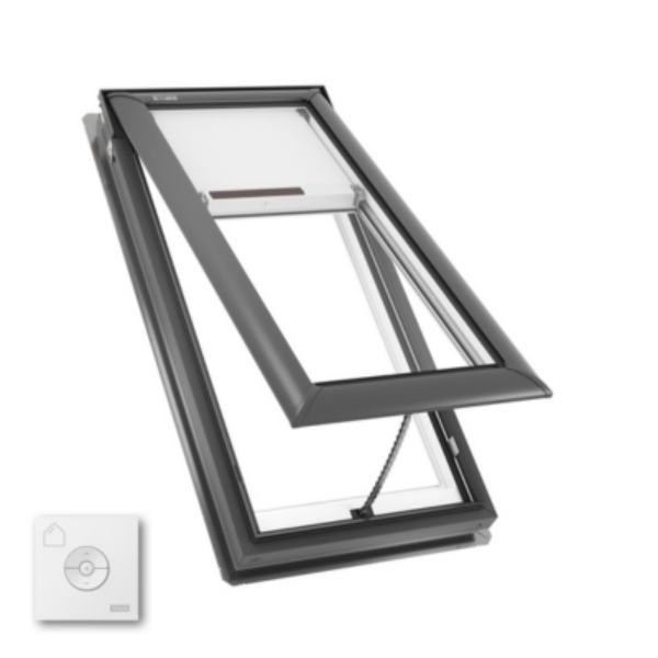VELUX Manual Venting Deck Mount Skylight - White Solar Powered Shade