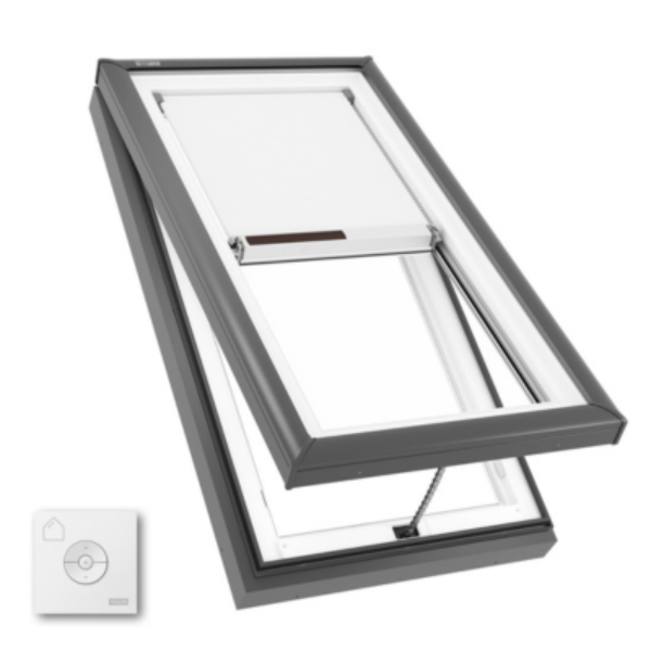 VELUX Manual Venting Curb Mount Skylight - White Solar Powered Shade
