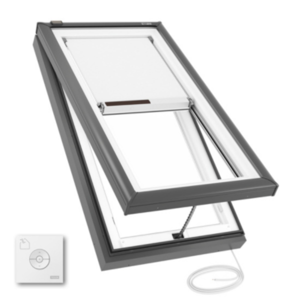 VELUX Electric Venting Curb Mount Skylight - White Solar Powered Shade