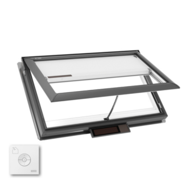 VELUX Solar Powered Venting Deck Mount Skylight - White Solar Powered Shade