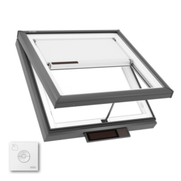VELUX Solar Powered Venting Curb Mount Skylight - White Solar Powered Shade