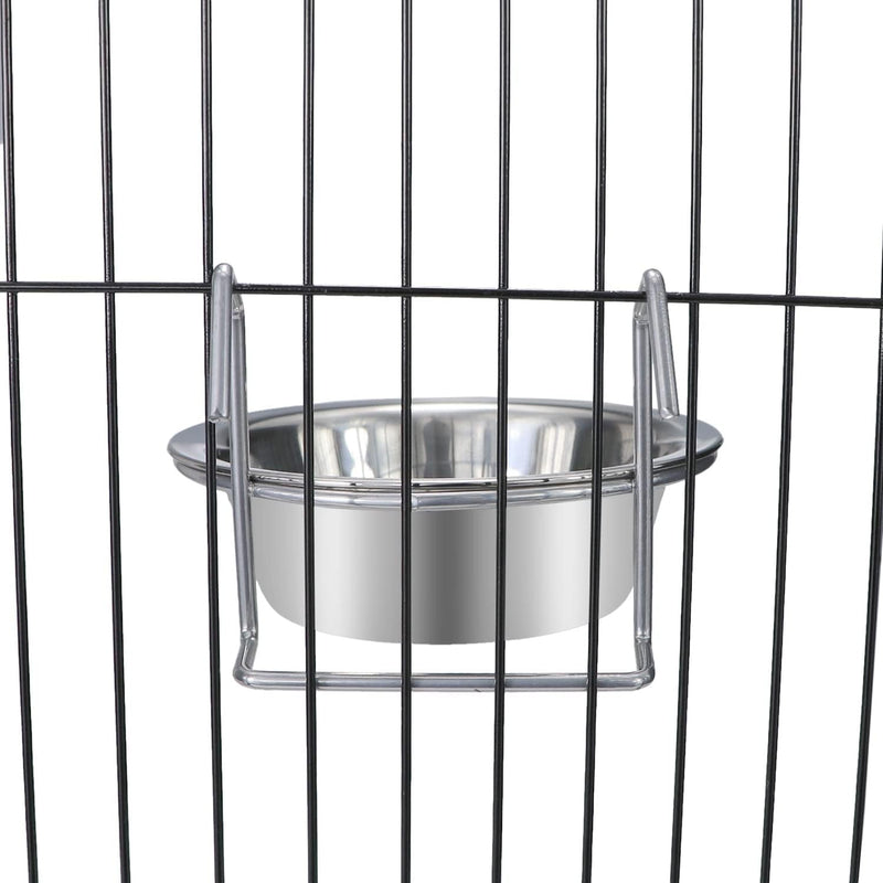 Pet Bowl Stainless Steel Hanging Food Water Bowls Bird Cage Feeder for Birds, Parrots, Small Sized Dogs and Cats (S)