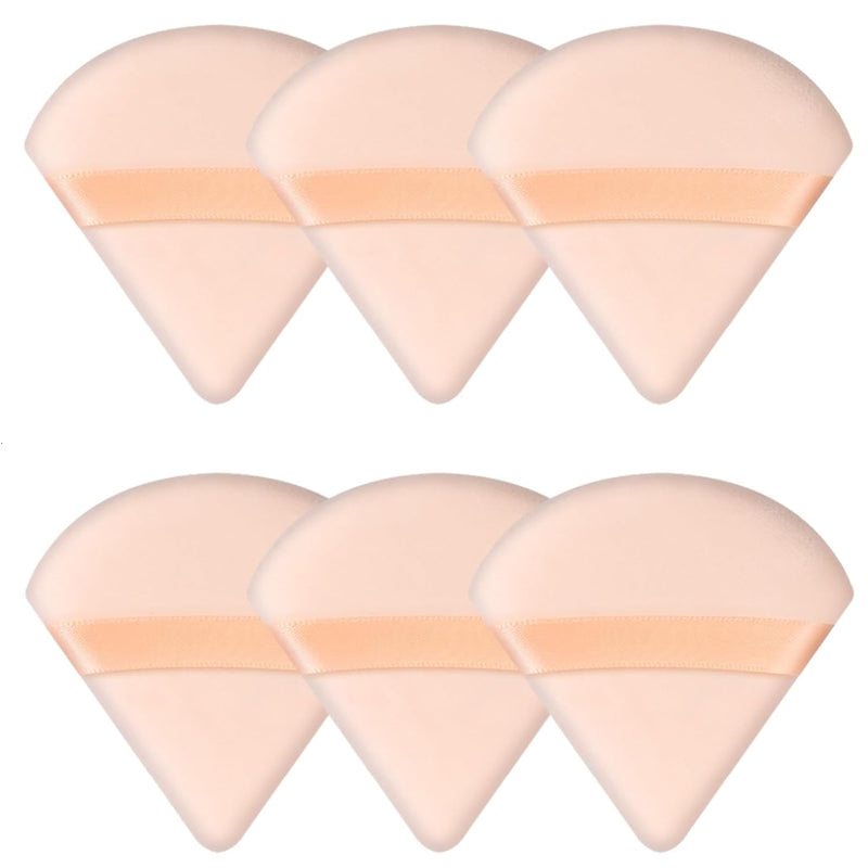 6 Pcs Powder Puff Face Soft Triangle Makeup Puff Velour Makeup Sponge Beauty Blender for Loose Powder (Black)