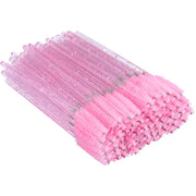100PCS Eyelash Mascara Brushes, Disposable Lash Spoolies, Crystal Mascara Wands Makeup Kits for Eyelash Extensions and Eyebrow (Pink)