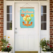 Ice Cream Cone Garden Flags Summer Yard Flag Burlap Banners Vertical Double Sided 12.5X18 Inch Small Flag Home Decorative Outdoor Villa