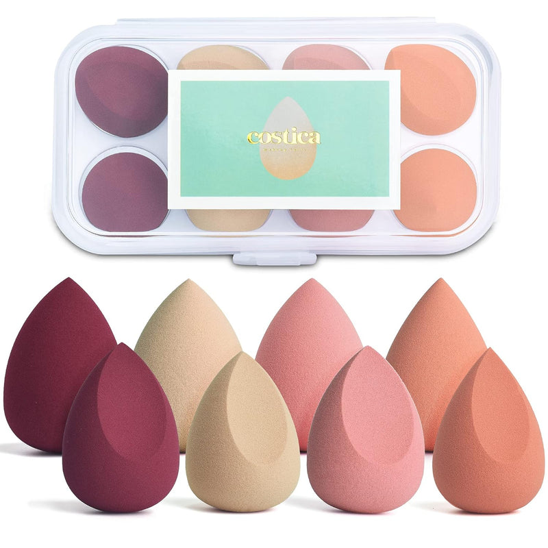 COSTICA Makeup Sponge Set Blender, Beauty Sponge Makeup Blender Flawless for Liquid - Multi Colored 4 Pcs Rose Series