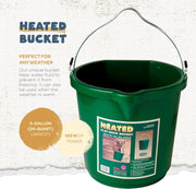 Inc. Heated Water Bucket with Flat Back & Built-In Thermostat, 5 Gallon, Green