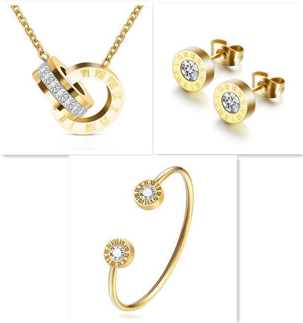 Roman Numerals and Diamond Stud Earrings