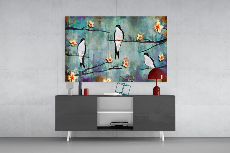 Birds of a Dream Glass Wall Art
