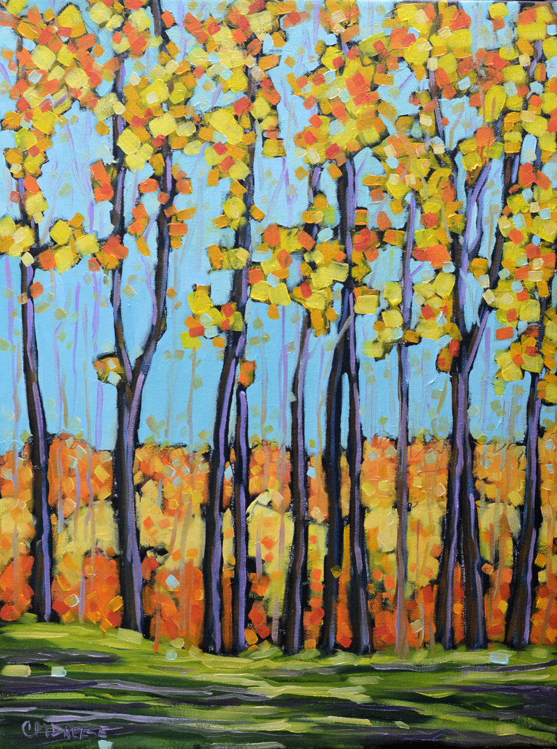 "Scenic Stroll Along the River" Autumn River Glass Art Print