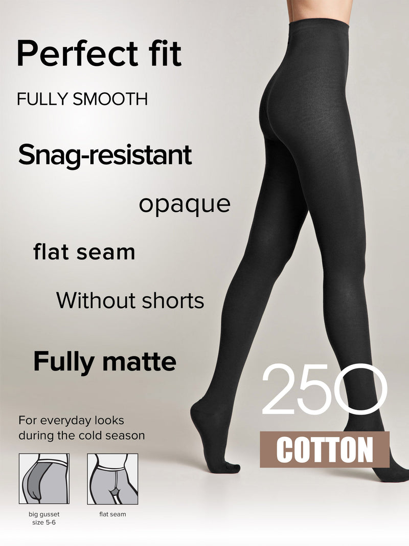 Tights Conte Cotton 250 Den - Warm Opaque