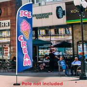 Ice Cream Sign - Swooper Flag - Ice Cream Decorations for Business Advertising - Ice Cream Flag Feather 12Ft X 2.5Ft Polyester 150D (Pole and Hardware Are Not Included)