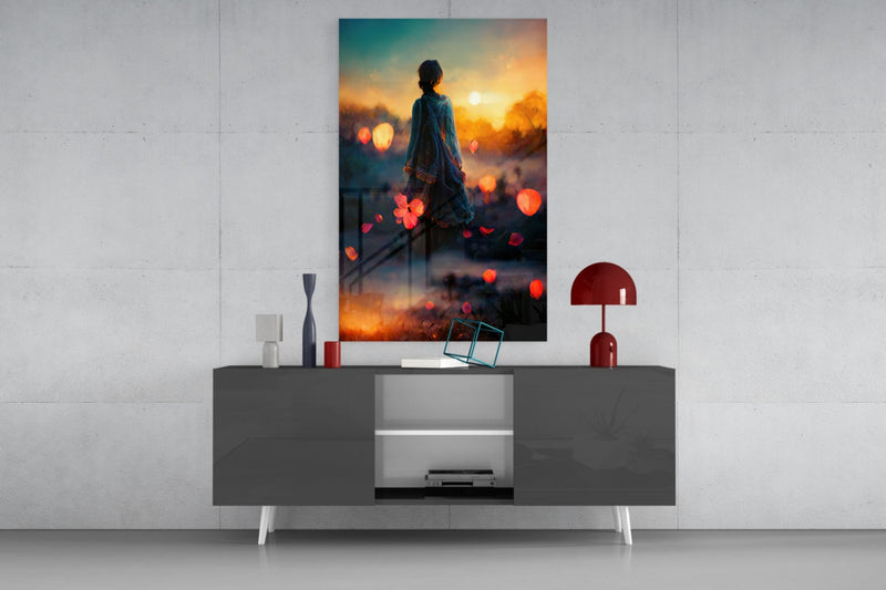Towards Sunset Glass Wall Art || Designer Collection
