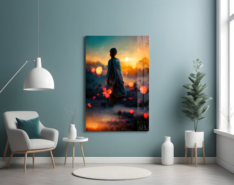 Towards Sunset Glass Wall Art || Designer Collection