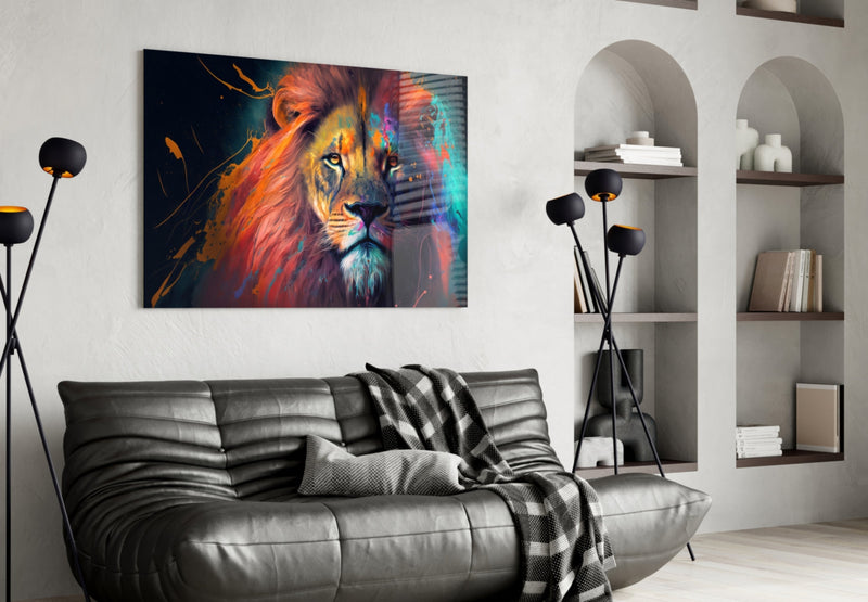 Nobility of the Lion Glass Wall Art  || Designer Collection