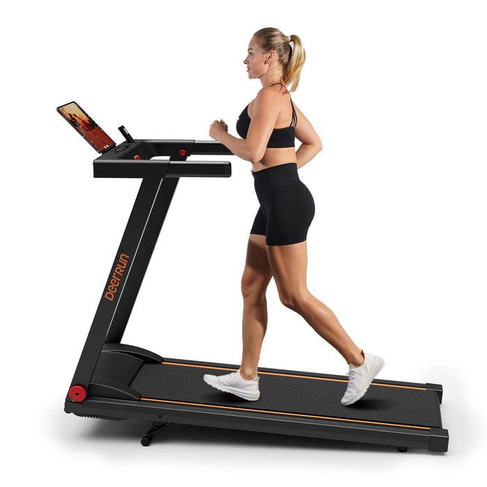 DeerRun All-New 2026 A1 Pro Move+ Smart Foldable Treadmill with 6% Incline & NFC | 350Lbs, 10mph, Black