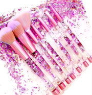 Unicorn Fan Makeup Brush Set,Crystal Sparkles Blue Blush Powder Fan Lip Eye Shadow Eyebrow Eye Blender Brush in Set