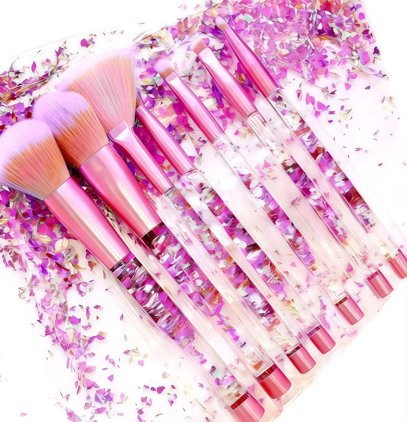 Unicorn Fan Makeup Brush Set,Crystal Sparkles Blue Blush Powder Fan Lip Eye Shadow Eyebrow Eye Blender Brush in Set