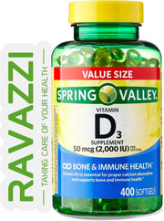 Vitamin D3 Supplement Softgels, 2000 IU, 400 Count + i Sticker Included.