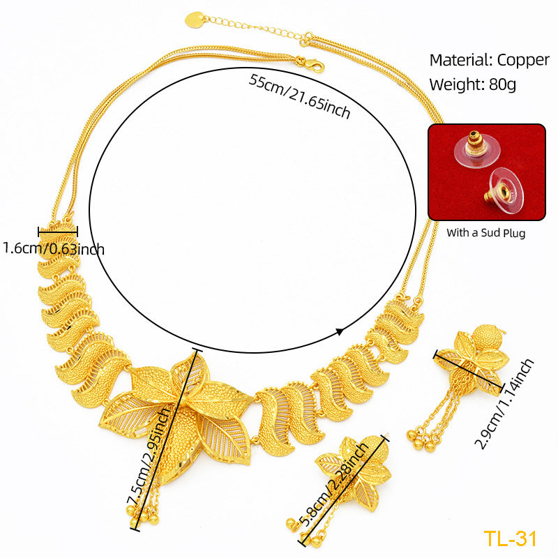 Gold Flower Jewelry Set