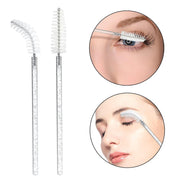 50PCS Mascara Wands, Crystal White Mascara Brushes, Disposable Eyelash Eyebrow Spoolie Brush, Lash Spoolies for Makeup Eyelash Extensions (White)