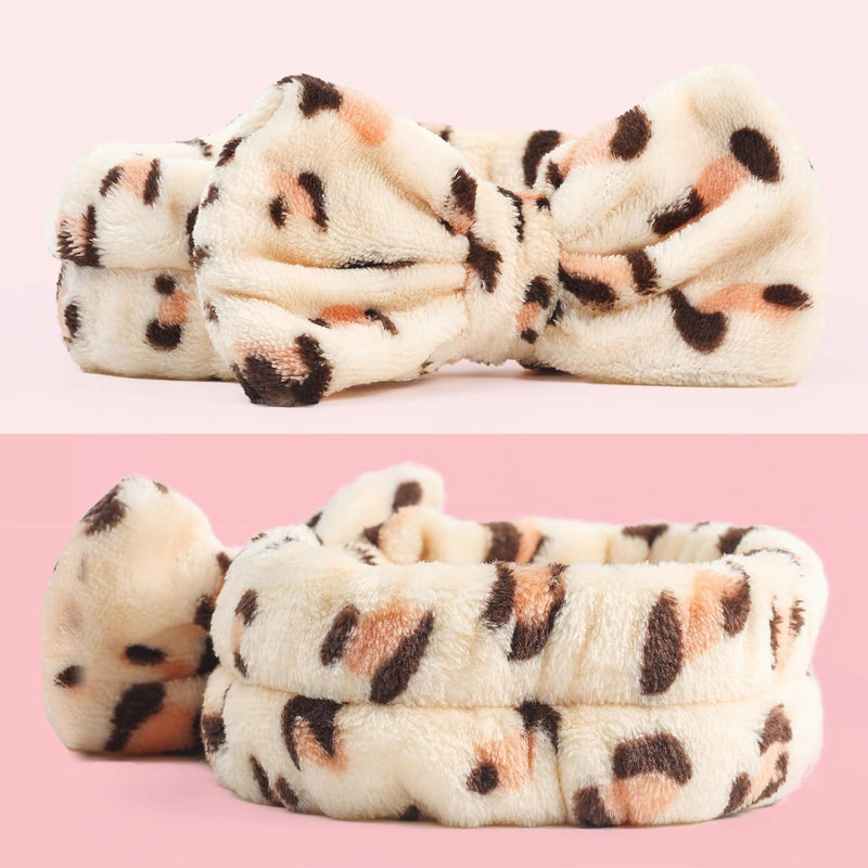 8Pack Spa Headband for Women, Makeup Headband for Washing Face, Skincare Fuzzy Hair Bands for Teen Girls Kids, Coral Fleece