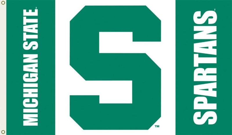 Michigan State University Spartans Premium 3x5 Feet Flag Banner, S Logo Design, Metal Grommets, Outdoor Use, Single Sided