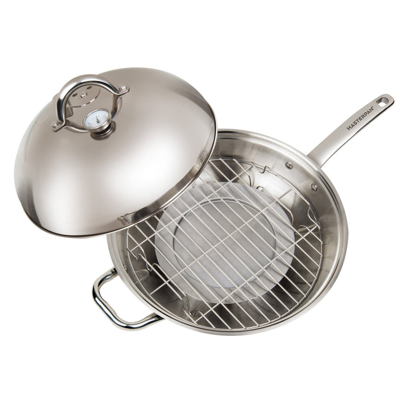 MASTERPAN 4-in-1 Multi-Use Smoker Wok With Stainless Steel Lid, 13" (33cm)