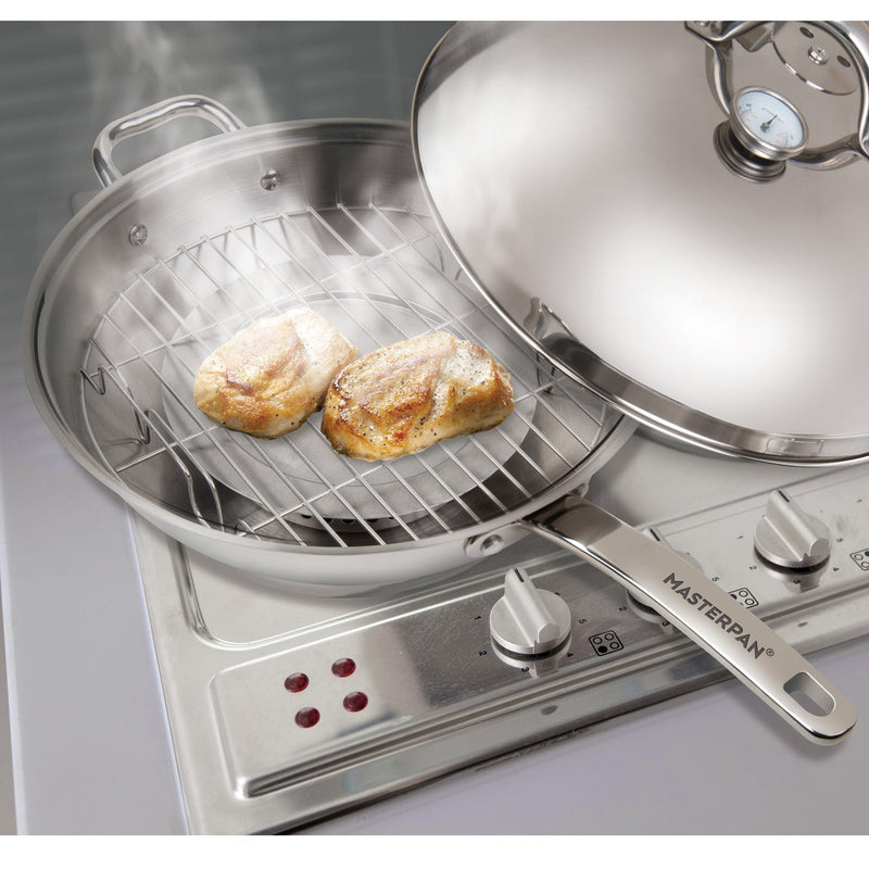 MASTERPAN 4-in-1 Multi-Use Smoker Wok With Stainless Steel Lid, 13" (33cm)