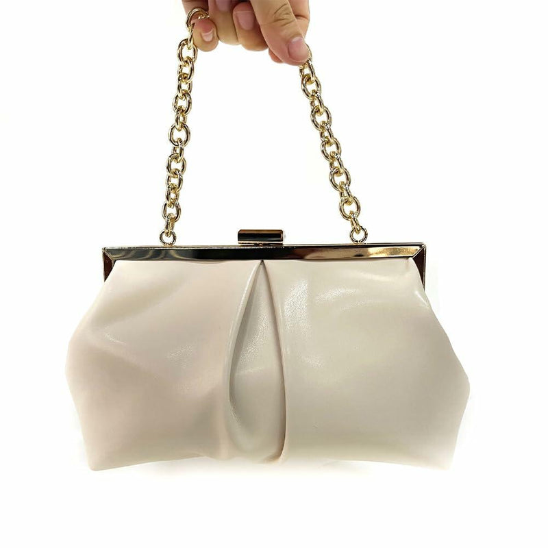 JRNDNIUO PU Leather Beige Clutch Purse Evening Bag for Women