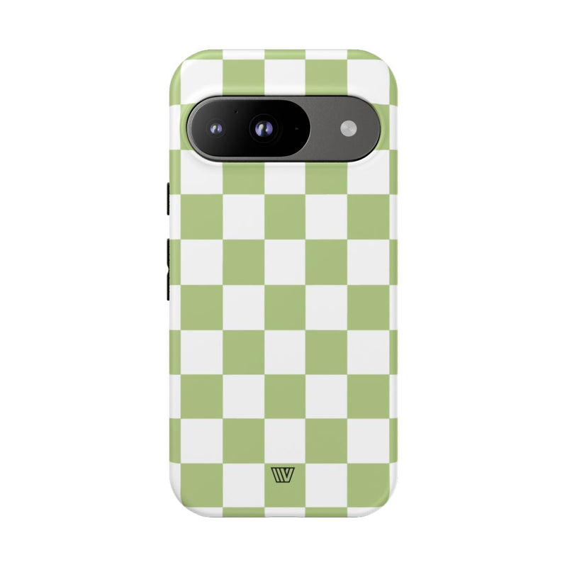 PALE OLIVE WHITE CHECKERBOARD | Tough Phone Case