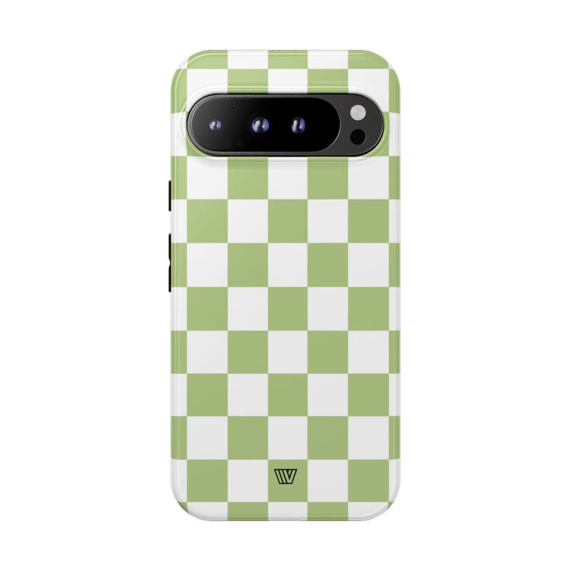 PALE OLIVE WHITE CHECKERBOARD | Tough Phone Case