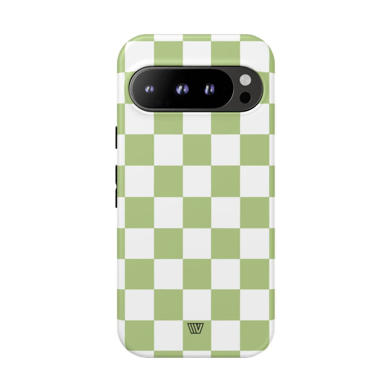PALE OLIVE WHITE CHECKERBOARD | Tough Phone Case