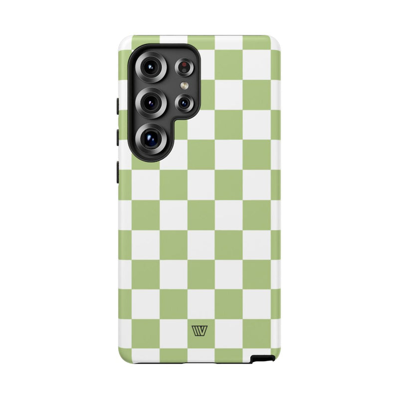 PALE OLIVE WHITE CHECKERBOARD | Tough Phone Case