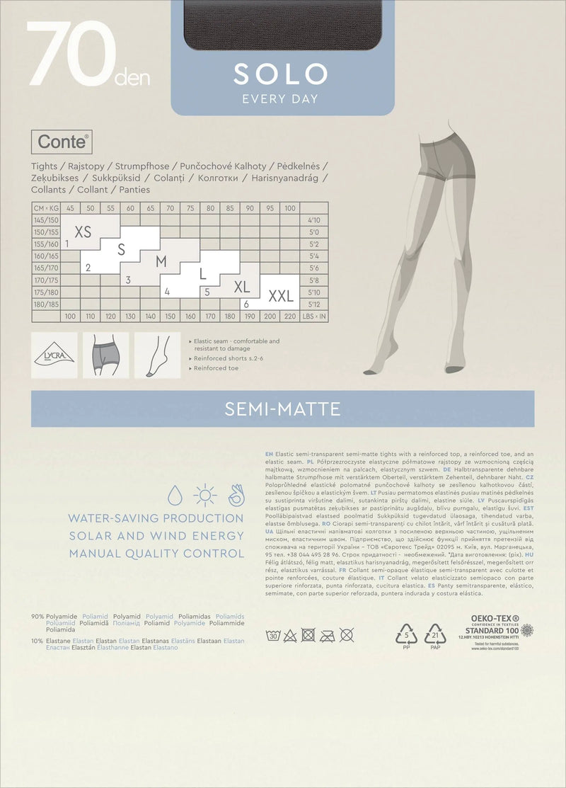 Tights Conte Solo 70 Den - Reinforced Torso