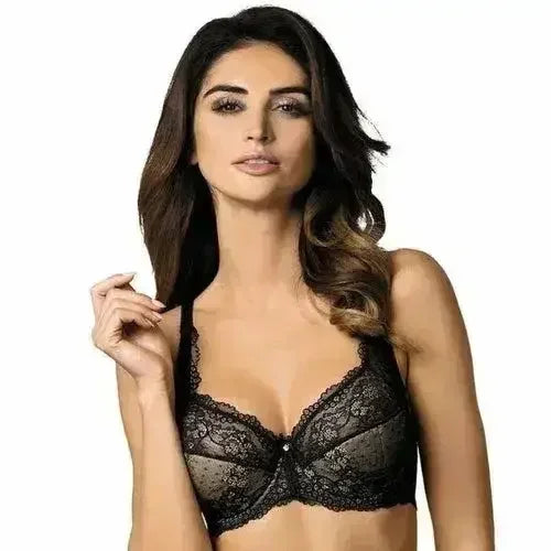 Semi Sheer Lace Padded Bra Gorteks Scarlet Black