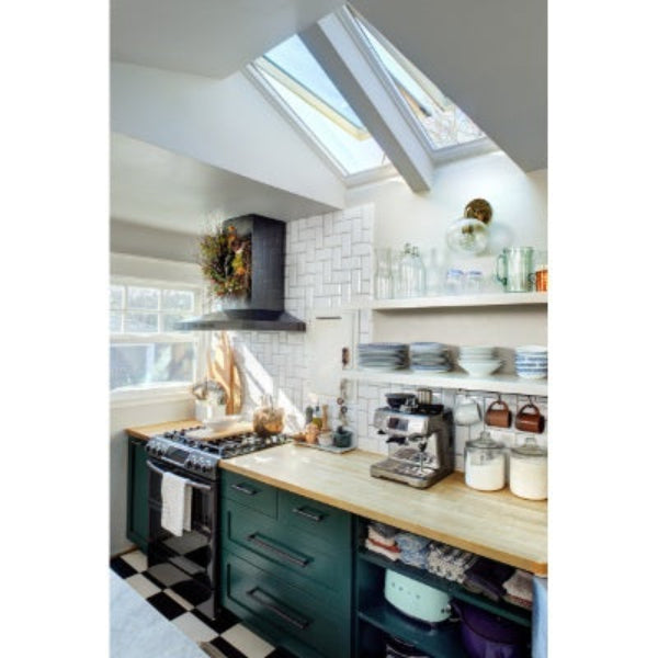 VELUX Manual Venting Deck Mount Skylight - White Solar Powered Shade