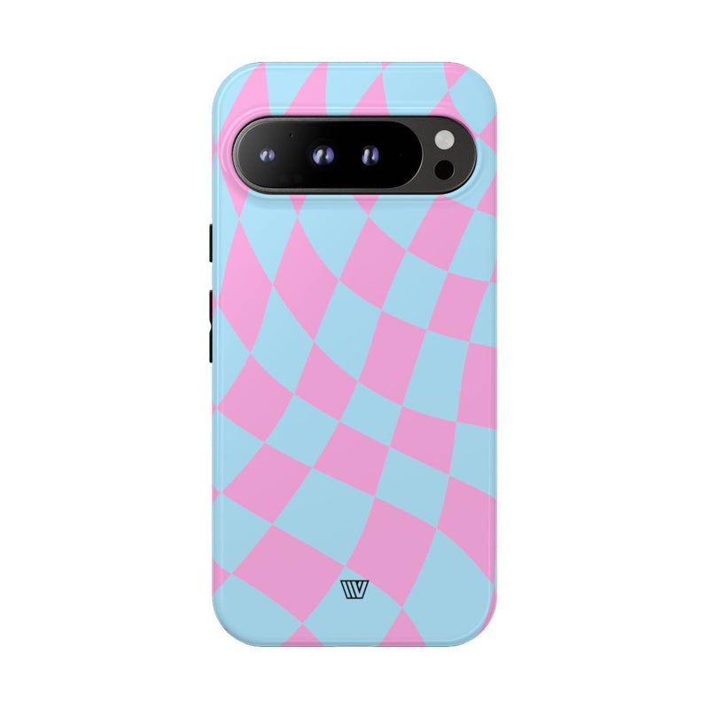 BLUE PINK CURVY CHECKERBOARD | Tough Phone Case