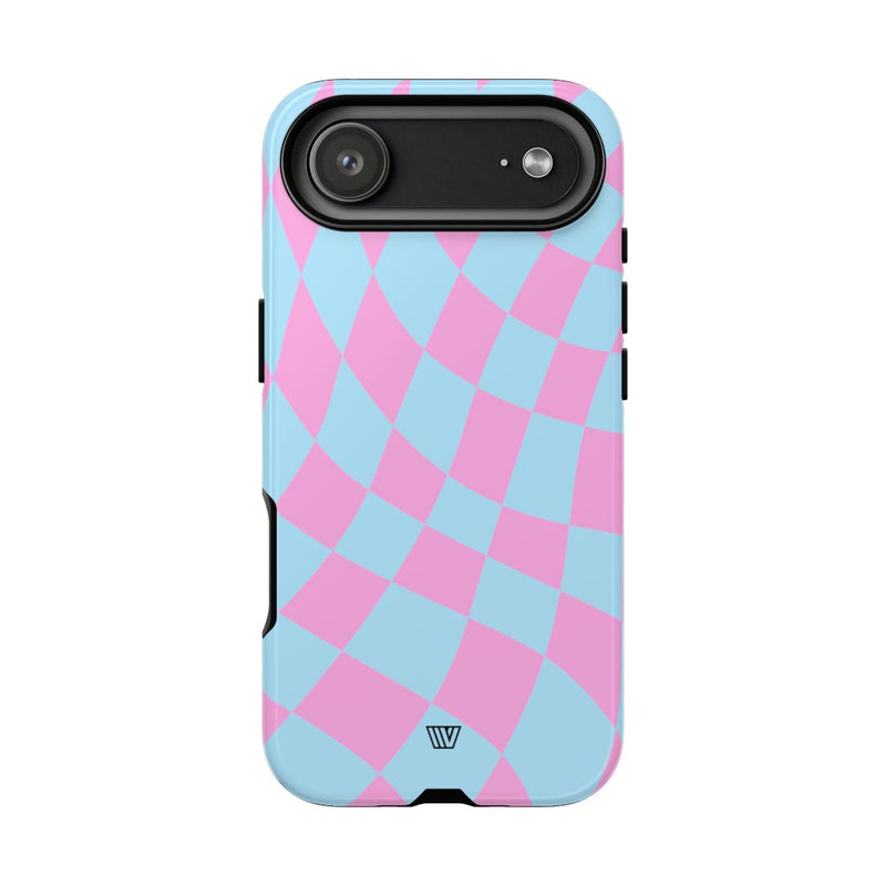 BLUE PINK CURVY CHECKERBOARD | Tough Phone Case