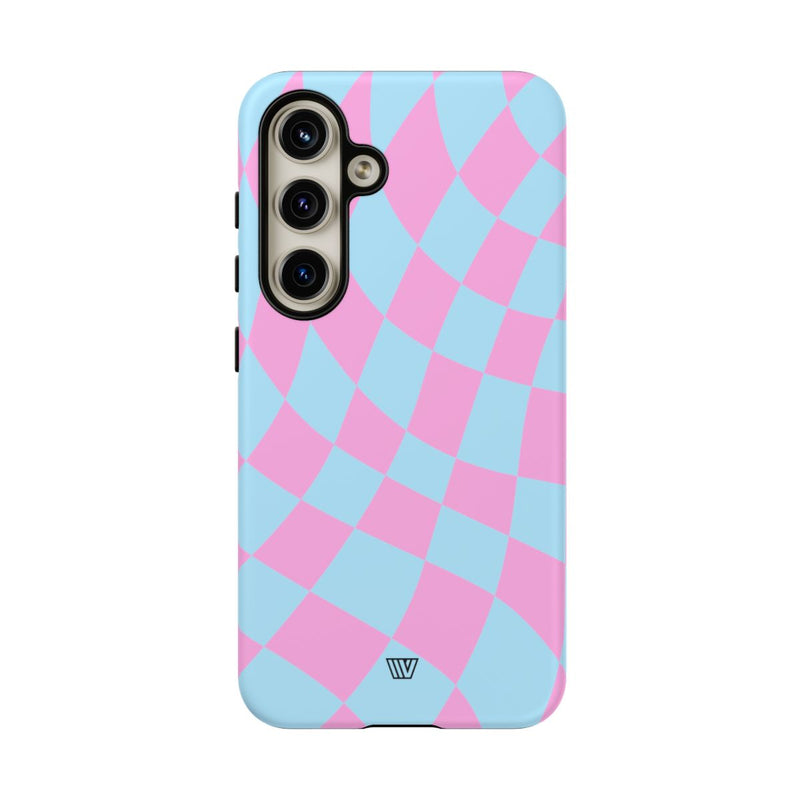 BLUE PINK CURVY CHECKERBOARD | Tough Phone Case