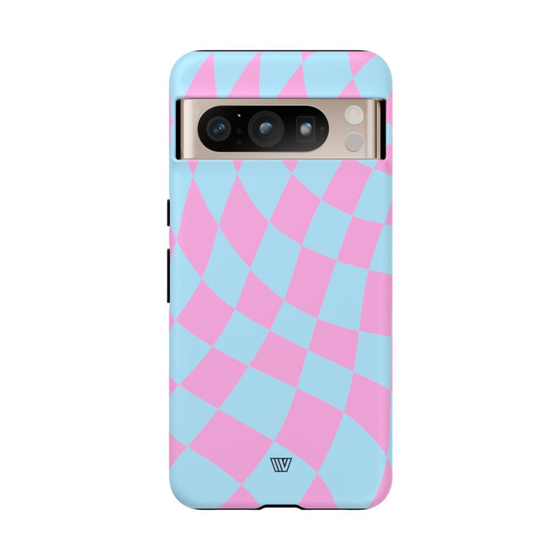 BLUE PINK CURVY CHECKERBOARD | Tough Phone Case