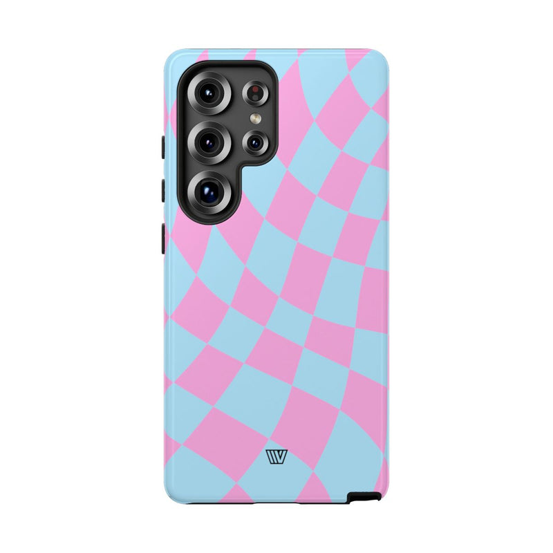 BLUE PINK CURVY CHECKERBOARD | Tough Phone Case